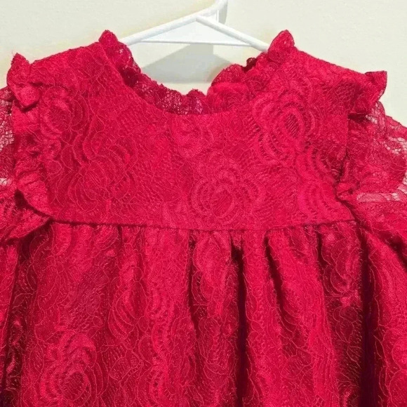 Wonder Nation Toddler Girls Red Lace Holiday Dress Ruffled Hem Size 4T - Picture 2 of 10